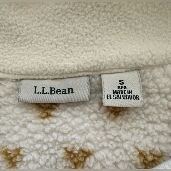 LL BEAN Women’s Ivory Nordic Aztec Print Fleece 1/4 Zip Pullover -  Size S - Picture 6 of 7